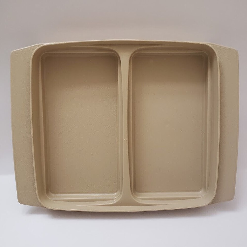 Tupperware Double Deli Meat Cheese Keeper Tray Base Only Tan Beige Vintage